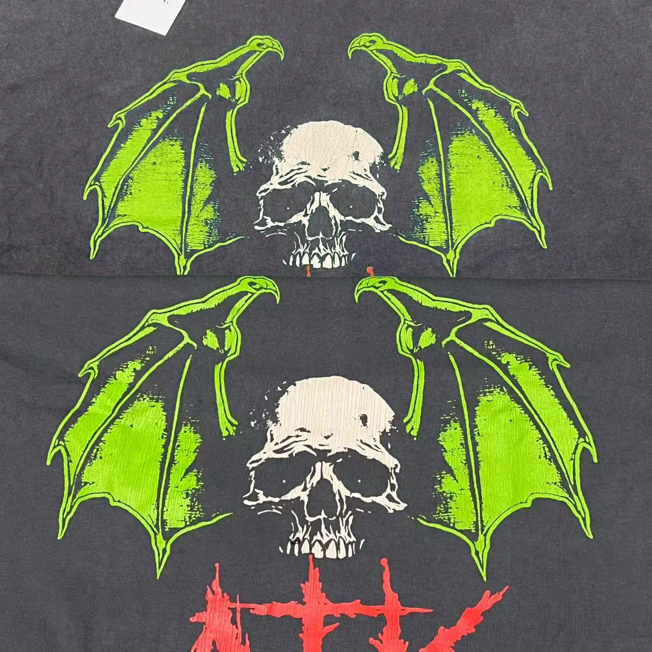 Authentic proofing GALLERY DEPT. ATK NIGHT TEE/WALK ATK series latest model Bat skull glitter LOGO distressed TEE Washed black S-XL Garment dyeing Rewashed distressed Original consistent main mark ➕ATK series main mark Correct version Top printing technology Divine restoration